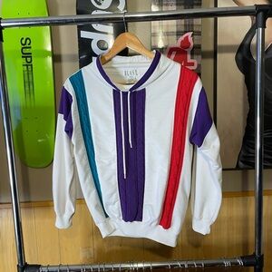 Women’s Vintage 80's BLAST Brand Woven Wide Neck White, Red, Purple, & Turquoise